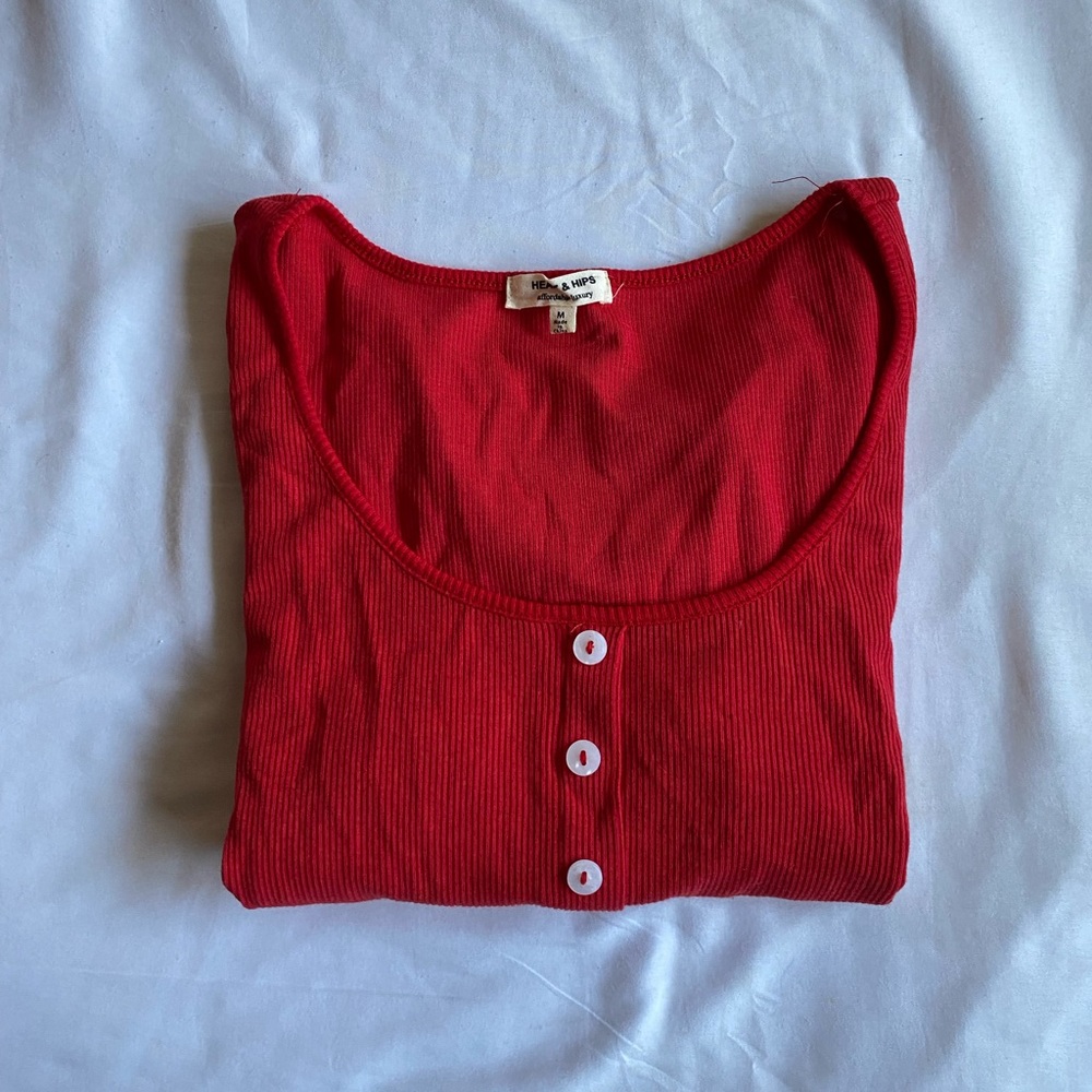 Button-down Red Tee